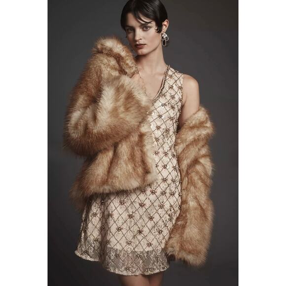 NWT Anthropologie Dress Sz XS Mini Crystal Embellished Evening Shift - Picture 1 of 12